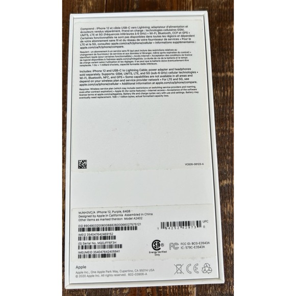 Original Apple‎ Empty Box iPhone 12 Purple (NO PHONE) - Picture 2 of 3